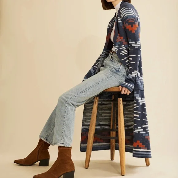 Pendleton Blue and Orange Patterned Cardigan - Picture 2 of 15